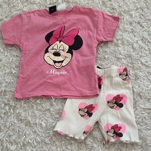 ZARA Disney Minnie Mouse Pink Short Set for Toddler Girls